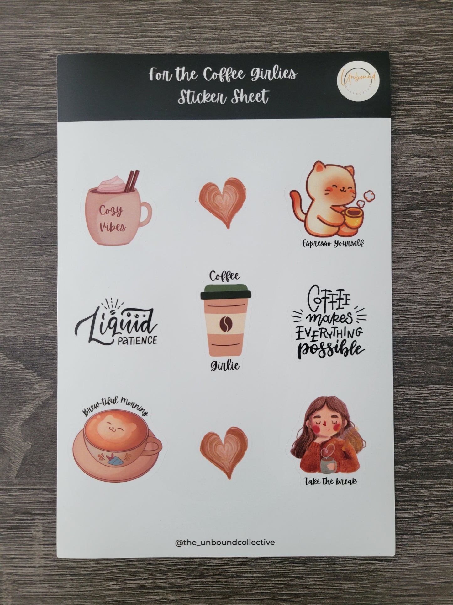 "For the coffee girlies" 9-sticker, sticker sheet
