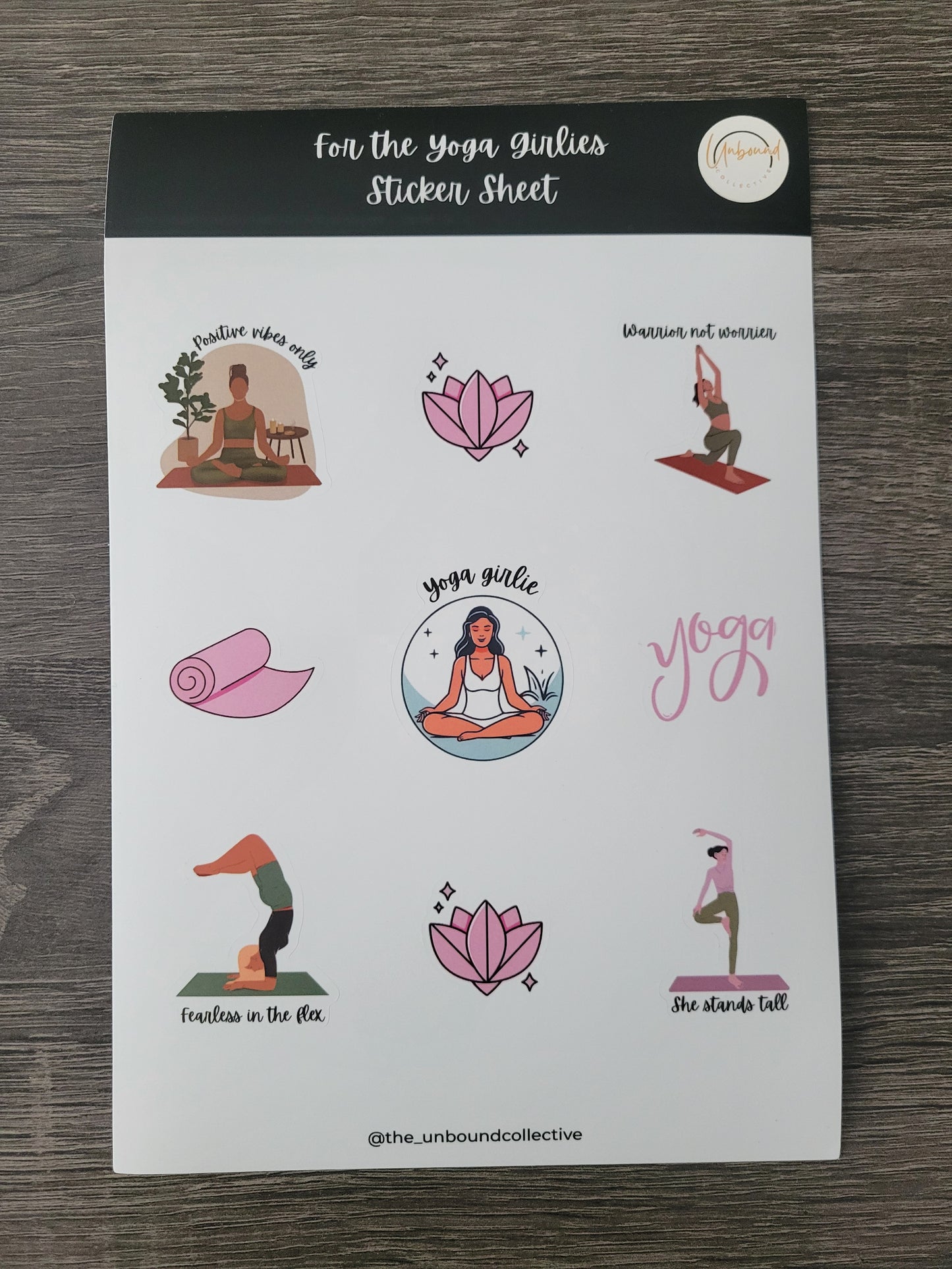 "For the yoga girlies" 9-sticker, sticker sheet