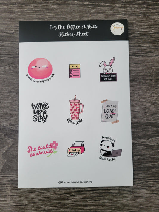"For the office girlies" 9-sticker, sticker sheet